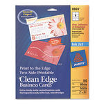 Print-to-the-Edge 2-Sided Clean Edge Business Card, Inkjet, 2x3-1/2, Wht, 160/Pk