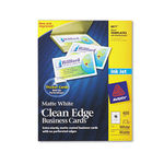 Two-Side Printable Clean Edge Business Cards, Inkjet, 2 x 3-1/2, White, 400/Box