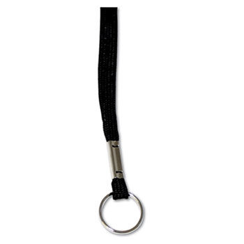 Deluxe Lanyards, Ring Style, 36"" Long, Black, 24/Box