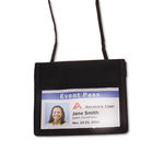 ID Badge Holder w/Convention Neck Pouch, Horizontal, 4 3/4 x 4 1/8, Black, 12/BX