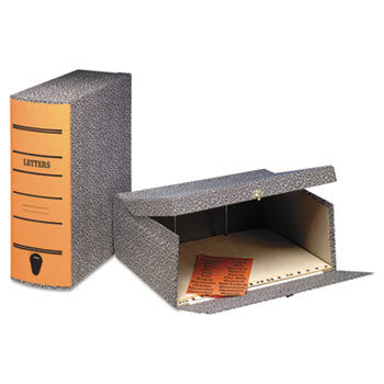 2-1/2"" Capacity Box File Storage Box, Letter, Binder Board, Black/Orange