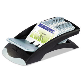 VISIFIX Desk Business Card File Holds 200 4 1/8 x 2 7/8 Cards, Graphite/Black