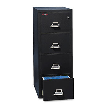 Four-Drawer Vertical File, 20-13/16w x 31-9/16d, UL 350 for Fire, Legal, Black