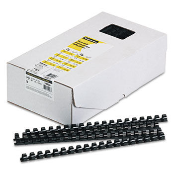 Plastic Comb Bindings, 1/2"" Diameter, 90 Sheet Capacity, Black, 100 Combs/Pack