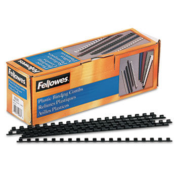 Plastic Comb Bindings, 1/4"" Diameter, 20 Sheet Capacity, Black, 100 Combs/Pack