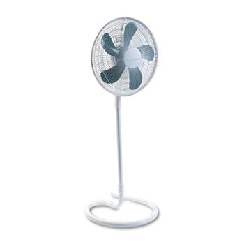 16"" Three-Speed Adjustable Oscillating Floor Fan, Metal and Plastic, White