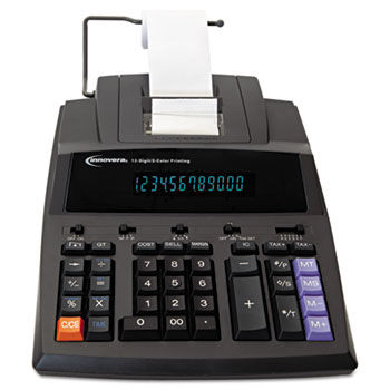 15990 Two-Color Printing Calculator, 12-Digit Fluorescent, Black/Red