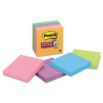 Note Pads in Electric Glow Colors, 3 x 3, Assorted, 5 90-Sheet Pads/Pack