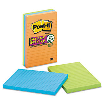 Note Pads in Electric Glow Colors, 4 x 6, Lined, Assorted, 3 90-Sheet Pads/Pack