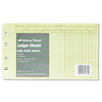 Extra Sheets for Four-Ring Ledger Binder, 5 x 8-1/2, 100/Pack