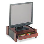 Monitor Stand, Drawer/Cord Organizer, 14 1/2 x 13 1/2 x 5 1/8, Black/Mahogany