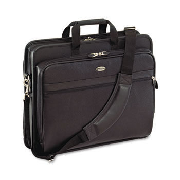Leather Laptop Case, Deluxe 17"" Expanded Storage, 13 1/2 x 17 1/2 x 6 1/2, Black