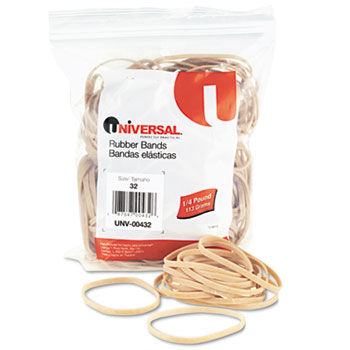 Rubber Bands, Size 32, 3 x 1/8, 205 Bands/1/4lb Pack
