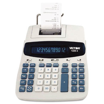 1220-4 Two-Color Tax Key Printing Calculator, 12-Digit Fluorescent, Black/Red