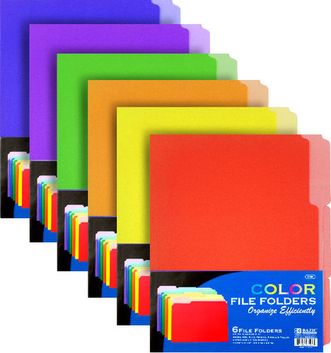 BAZIC 1/3 Cut Letter Size Color File Folder Case Pack 48
