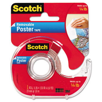 Wallsaver Removable Poster Tape, Double-Sided, 3/4"" x 150"", w/Dispenser