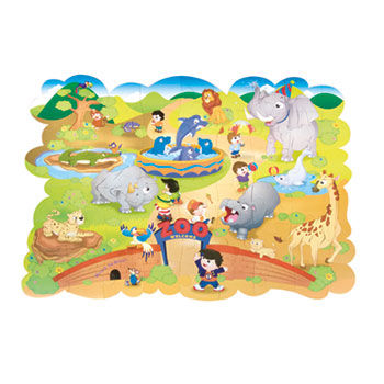 Zoo Animals Floor Puzzle, Cardboard, 54 Pieces, 4 ft. x 3 ft., Ages 3 and Up