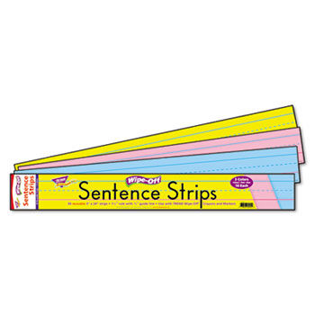 Wipe-Off Sentence Strips, 24 x 3, Blue/Pink, 30/Pack