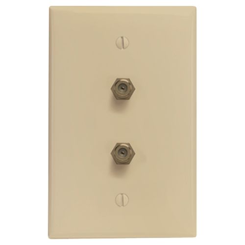 LEVITON 40982-I F-Connector Wallplate (Duplex; Ivory)