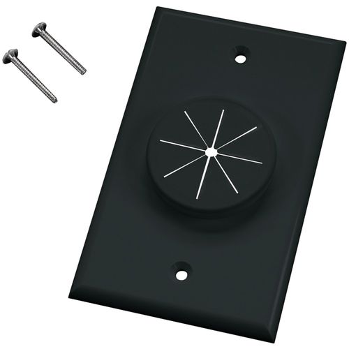 MIDLITE 1GBK-GR1 Single-Gang Wireport(TM) Wall Plate with Grommet (Black)