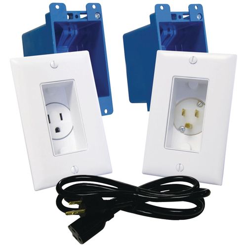 MIDLITE A46-W Dcor Recessed Receptacle & Power Inlet Kit (White)