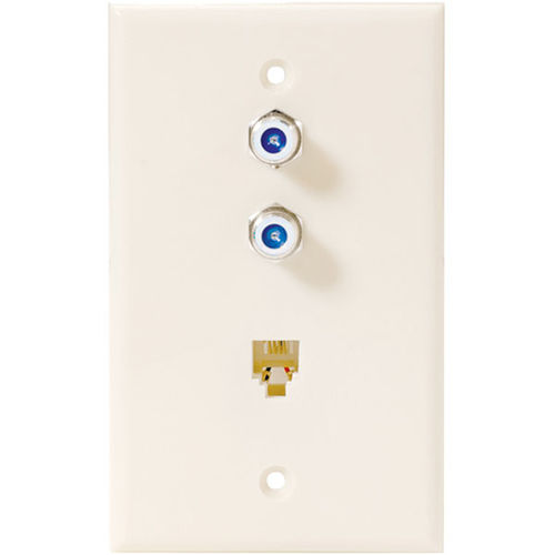 2.5GHz Dual-F Connector And Single Phone Wall Plate - White