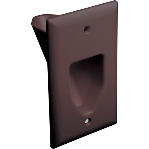 Datacomm 1-Gang Recessed Low Voltage Cable Plate - Brown