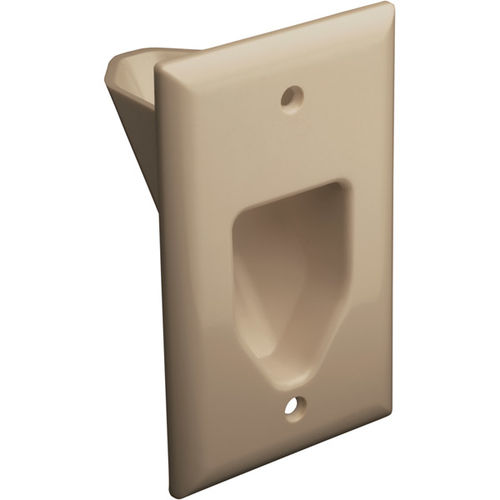 Datacomm 1-Gang Recessed Low Voltage Cable Plate - Ivory