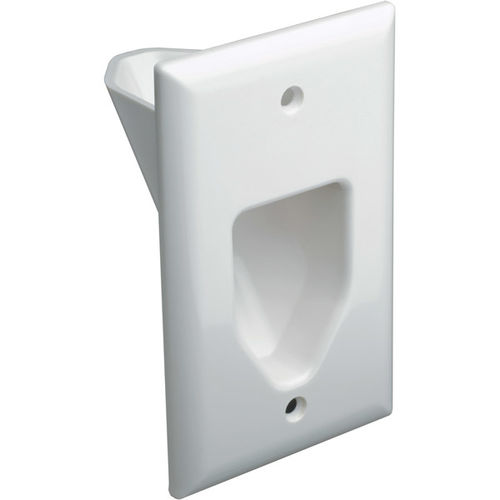 Datacomm 1-Gang Recessed Low Voltage Cable Plate - White