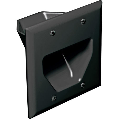 Datacomm 2-Gang Recessed Low Voltage Cable Plate - Black