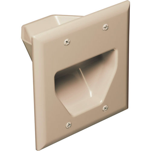 Datacomm 2-Gang Recessed Low Voltage Cable Plate - Ivory