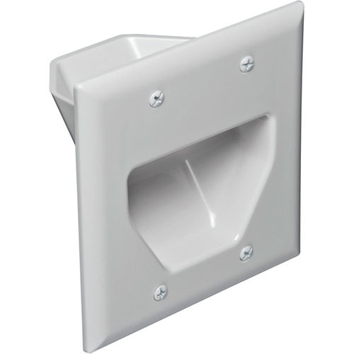 Datacomm 2-Gang Recessed Low Voltage Cable Plate - White