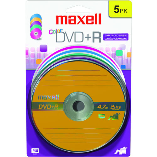 16x Color Write-Once DVD+R - 5/Pack