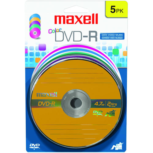 16x Color Write-Once DVD-R - 5/Pack