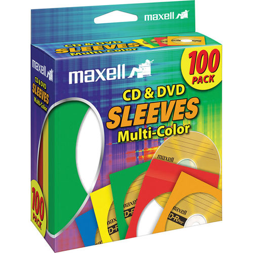 Multi-Color CD/DVD Sleeves - Multi-Color, 100 Pack