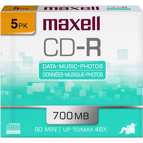 48x Write-Once CD-R For Data - 5/pack