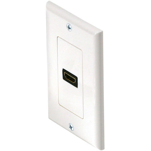 White HDMI To HDMI Feed Thru Designer Style Wall Plate - Single