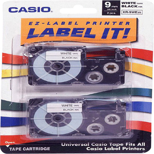 2/Pack 9mm Black on White Label Tape