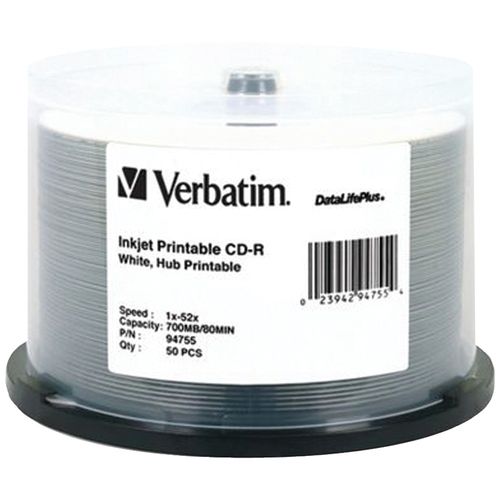 VERBATIM 94755 80-Minute/700MB 52x DataLifePlus CD-Rs, 50-ct Spindle
