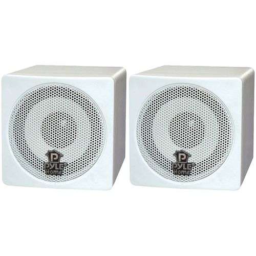 PYLE HOME PCB3WT 3"", 100-Watt Mini-Cube Bookshelf Speakers (White)