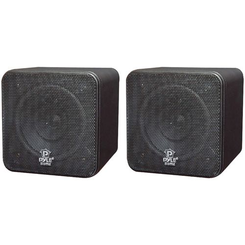 PYLE HOME PCB4BK 4"", 200-Watt Mini-Cube Bookshelf Speakers (Black)