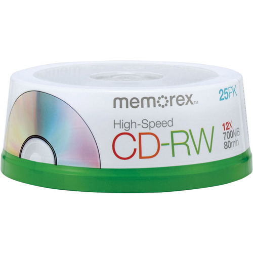 12x High-Speed Rewritable CD-RW Spindle - 25 Disc Spindle