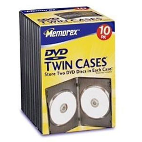 10/Pk Plastic Twin DVD Video Movie Cases