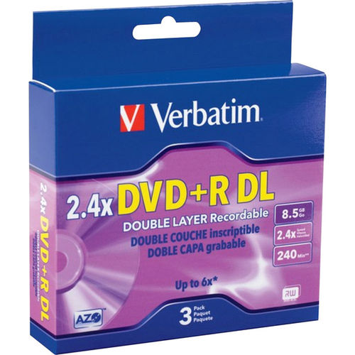 2.4x Double Layer DVD+R - 3 Pack