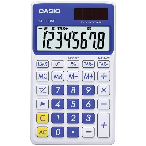 CASIO SL300VCBESIH Solar Wallet Calculator with 8-Digit Display (Blue)