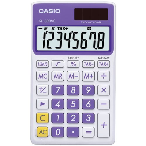 CASIO SL300VCPLSIH Solar Wallet Calculator with 8-Digit Display (Purple)