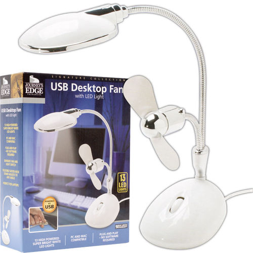 TG&#8482; White 2 in 1 Laptop Desk LED Lamp/Fan - Powered by USB