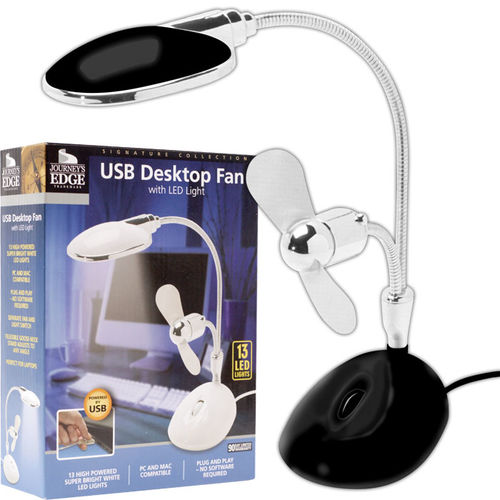 TG? Black 2 in 1 Laptop Desk LED Lamp/Fan - Powered by USB