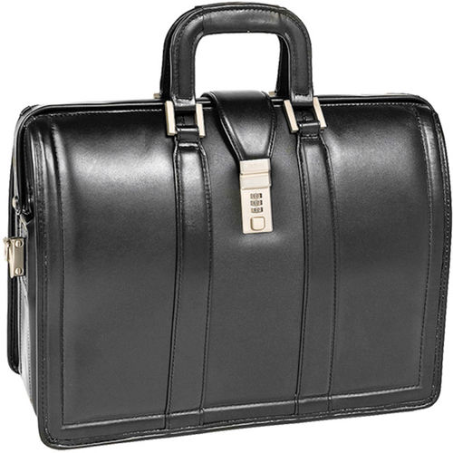 17"" Morgan Black Leather Litigator Notebook Briefcase