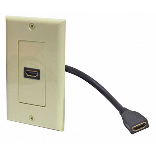 HDMI Pigtail Wall Plate,  Ivory